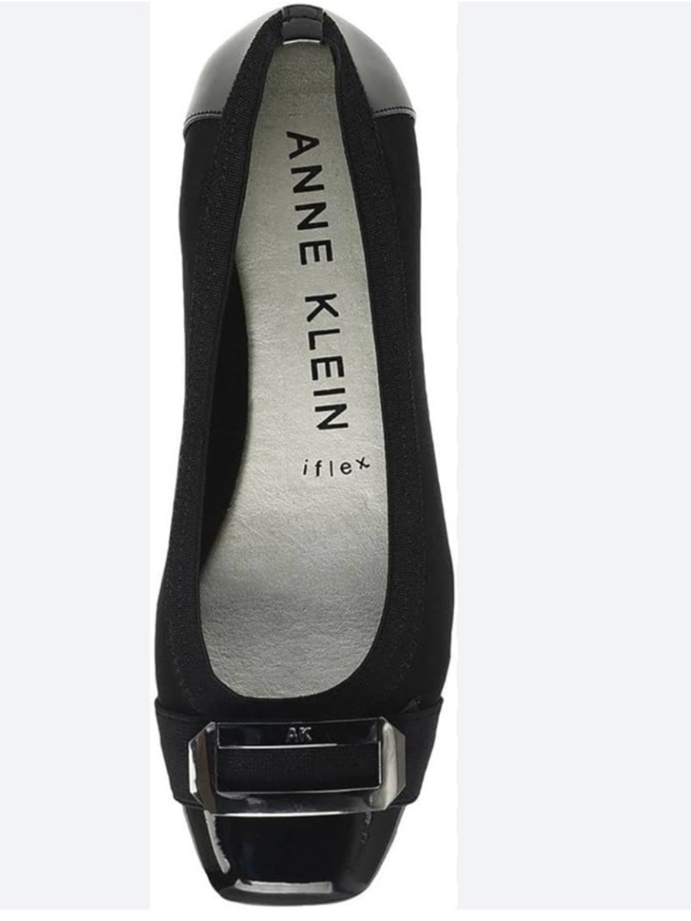 Anne Klein Black Ballet Flat with Silver Buckle Accent